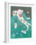 Italy Map Print Design-Lavandaart-Framed Art Print