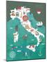 Italy Map Print Design-Lavandaart-Mounted Art Print