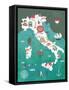 Italy Map Print Design-Lavandaart-Framed Stretched Canvas