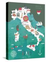 Italy Map Print Design-Lavandaart-Stretched Canvas