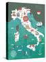 Italy Map Print Design-Lavandaart-Stretched Canvas