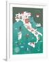 Italy Map Print Design-Lavandaart-Framed Art Print