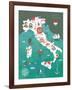 Italy Map Print Design-Lavandaart-Framed Art Print