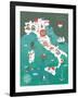 Italy Map Print Design-Lavandaart-Framed Art Print