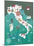 Italy Map Print Design-Lavandaart-Mounted Art Print