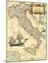 Italy Map-Vision Studio-Mounted Art Print