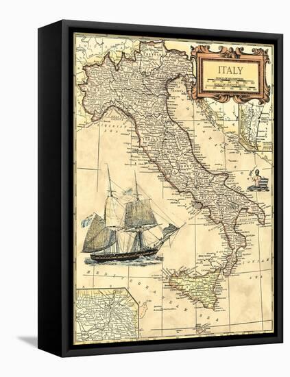 Italy Map-Vision Studio-Framed Stretched Canvas