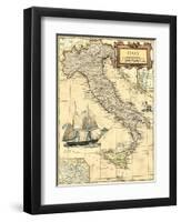 Italy Map-Vision Studio-Framed Art Print