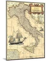 Italy Map-Vision Studio-Mounted Art Print
