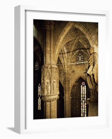 Italy, Milan Cathedral, Interior Detail with Renaissance Statue-null-Framed Giclee Print