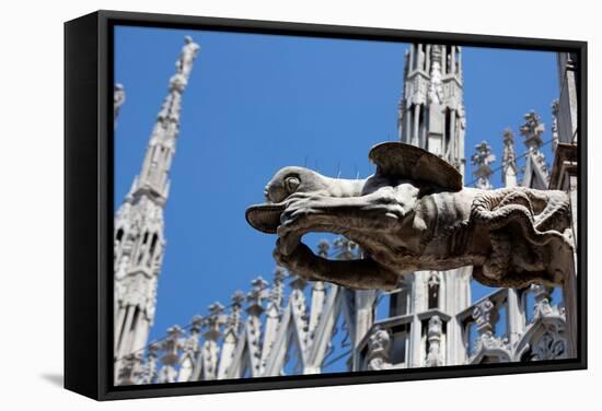 Italy, Milan, Milan Cathedral, Gargoyles-Samuel Magal-Framed Stretched Canvas