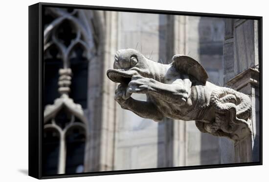 Italy, Milan, Milan Cathedral, Gargoyles-Samuel Magal-Framed Stretched Canvas