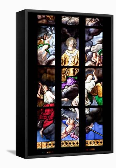 Italy, Milan, Milan Cathedral, Window 12, Stories of St. Giovanni Bono (above his altar)-Samuel Magal-Framed Stretched Canvas