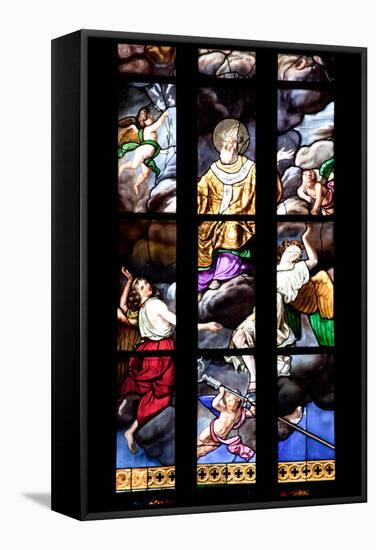 Italy, Milan, Milan Cathedral, Window 12, Stories of St. Giovanni Bono (above his altar)-Samuel Magal-Framed Stretched Canvas