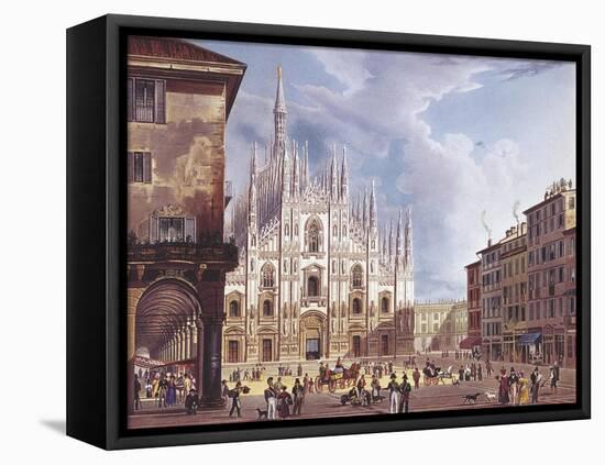 Italy, Milan, Piazza Duomo, 1835-null-Framed Stretched Canvas