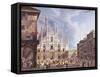 Italy, Milan, Piazza Duomo, 1835-null-Framed Stretched Canvas