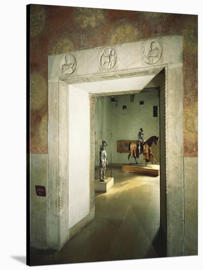 Italy, Milan, Sforza Castle, Colombine Hall, Detail from Door with Marble Reliefs-null-Stretched Canvas