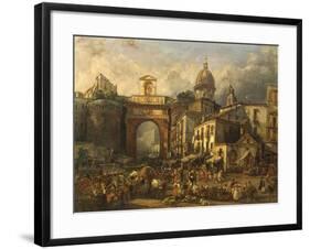 Italy, Naples, Market at Porta Capuana-Giacinto Gigante-Framed Giclee Print
