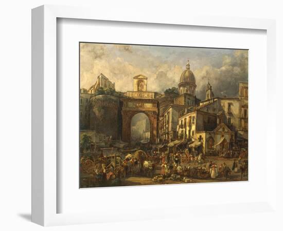 Italy, Naples, Market at Porta Capuana-Giacinto Gigante-Framed Giclee Print