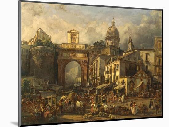 Italy, Naples, Market at Porta Capuana-Giacinto Gigante-Mounted Giclee Print