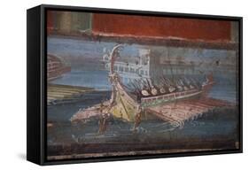 Italy, Naples Museum, from Pompeii, Isis Temple, Naumachia, Representation of a Naval Battle-Samuel Magal-Framed Stretched Canvas