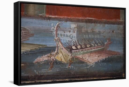 Italy, Naples Museum, from Pompeii, Isis Temple, Naumachia, Representation of a Naval Battle-Samuel Magal-Framed Stretched Canvas