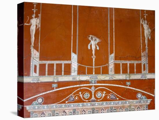 Italy, Naples, Naples Museum, from Herculaneum, Fragment of Architecture with Satyrs-Samuel Magal-Stretched Canvas