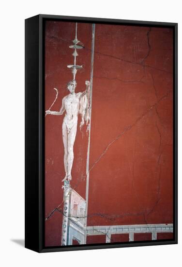 Italy, Naples, Naples Museum, from Herculaneum, Fragment of Architecture with Satyrs-Samuel Magal-Framed Stretched Canvas