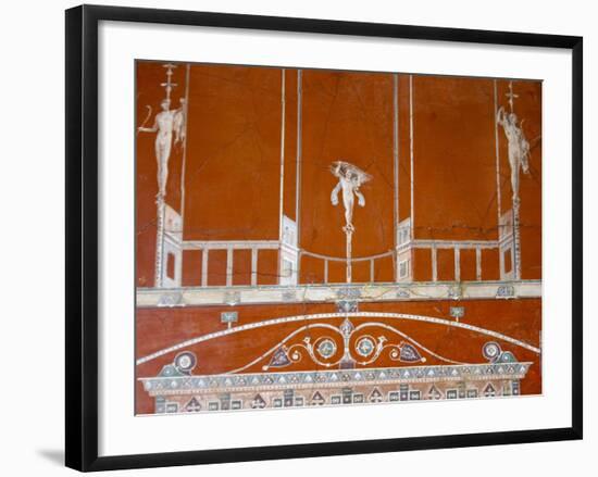 Italy, Naples, Naples Museum, from Herculaneum, Fragment of Architecture with Satyrs-Samuel Magal-Framed Photographic Print