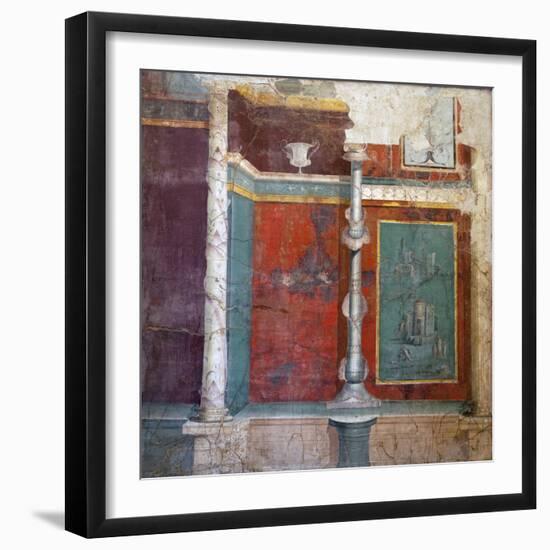 Italy, Naples, Naples Museum, from Herculaneum, Panel with Green Monochrome Design-Samuel Magal-Framed Photographic Print