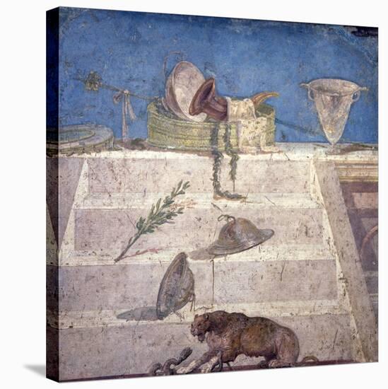 Italy, Naples, Naples Museum, from Pompeii, House of Julia Felix (II 2, 4), Dionysian Attributes-Samuel Magal-Stretched Canvas