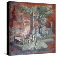 Italy, Naples, Naples Museum, from Pompeii, Illustration with Landscape, The Porticus-Samuel Magal-Stretched Canvas