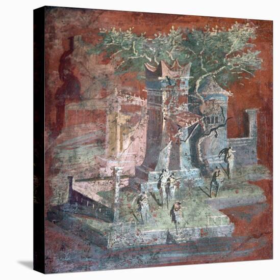 Italy, Naples, Naples Museum, from Pompeii, Illustration with Landscape, The Porticus-Samuel Magal-Stretched Canvas