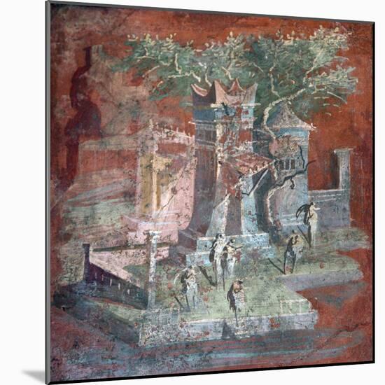 Italy, Naples, Naples Museum, from Pompeii, Illustration with Landscape, The Porticus-Samuel Magal-Mounted Photographic Print