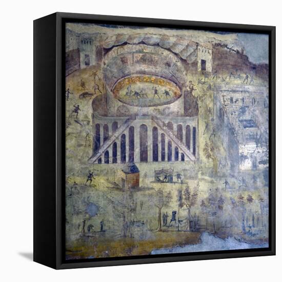 Italy, Naples, Naples Museum, from Pompeii, (peristyle) (I, 3,23), Amphitheater showing battle-Samuel Magal-Framed Stretched Canvas