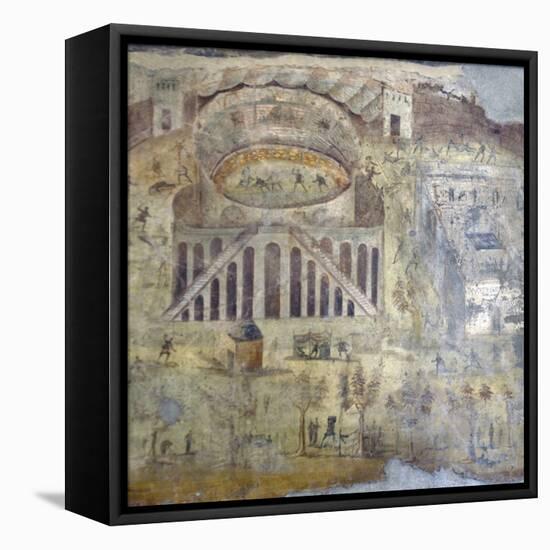 Italy, Naples, Naples Museum, from Pompeii, (peristyle) (I, 3,23), Amphitheater Showing Battle-Samuel Magal-Framed Stretched Canvas