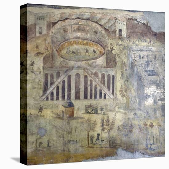 Italy, Naples, Naples Museum, from Pompeii, (peristyle) (I, 3,23), Amphitheater Showing Battle-Samuel Magal-Stretched Canvas