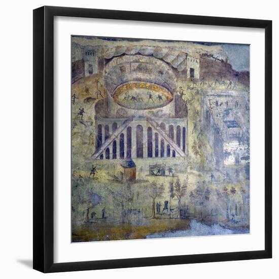 Italy, Naples, Naples Museum, from Pompeii, (peristyle) (I, 3,23), Amphitheater showing battle-Samuel Magal-Framed Photographic Print