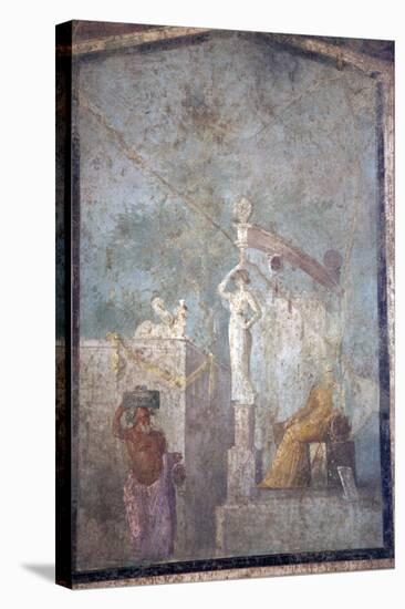 Italy, Naples, Naples Museum, from Pompeii, (VII 6,28), Cubicle 8, Idyllic Landscape- Sacral-Samuel Magal-Stretched Canvas