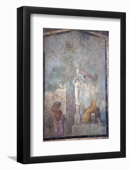 Italy, Naples, Naples Museum, from Pompeii, (VII 6,28), Cubicle 8, Idyllic Landscape- Sacral-Samuel Magal-Framed Photographic Print