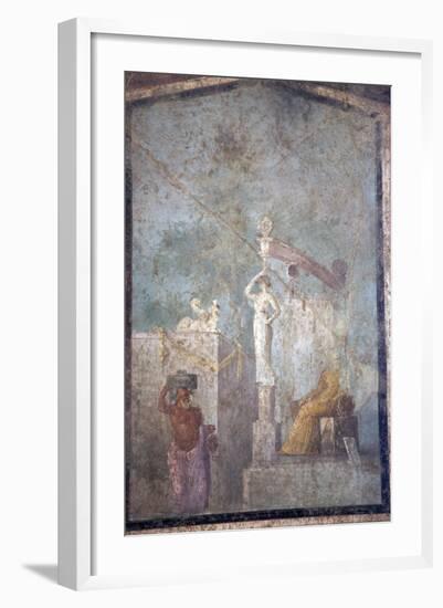 Italy, Naples, Naples Museum, from Pompeii, (VII 6,28), Cubicle 8, Idyllic Landscape- Sacral-Samuel Magal-Framed Photographic Print