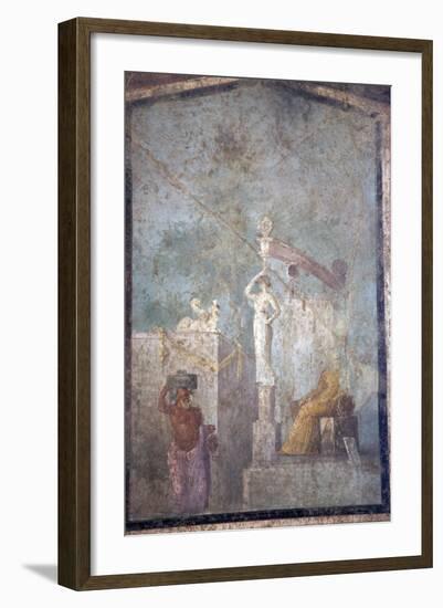 Italy, Naples, Naples Museum, from Pompeii, (VII 6,28), Cubicle 8, Idyllic Landscape- Sacral-Samuel Magal-Framed Photographic Print