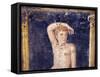 Italy, Naples, Naples Museum, from the Villa of Arianna in Stabiae, Naked Young Man on a Stool-Samuel Magal-Framed Stretched Canvas