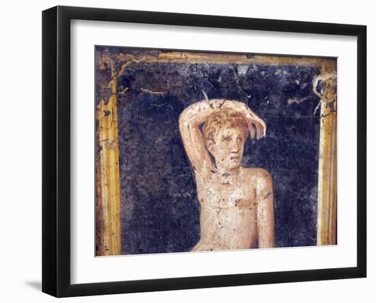 Italy, Naples, Naples Museum, from the Villa of Arianna in Stabiae, Naked Young Man on a Stool-Samuel Magal-Framed Photographic Print