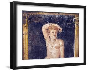 Italy, Naples, Naples Museum, from the Villa of Arianna in Stabiae, Naked Young Man on a Stool-Samuel Magal-Framed Photographic Print