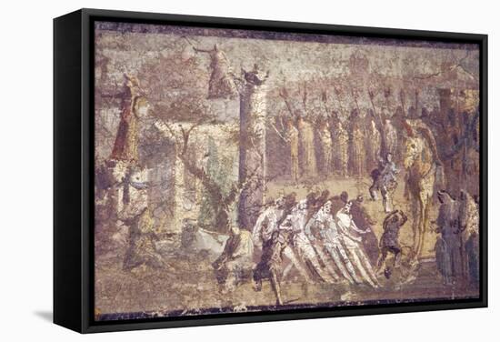 Italy, Naples, Naples Museum, from Villa Ariadne, Stabia, Pompeii, (Region IX 7, 16), Trojan Horse-Samuel Magal-Framed Stretched Canvas