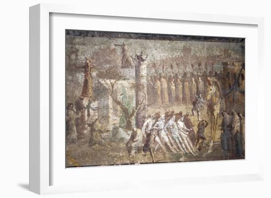 Italy, Naples, Naples Museum, from Villa Ariadne, Stabia, Pompeii, (Region IX 7, 16), Trojan Horse-Samuel Magal-Framed Photographic Print