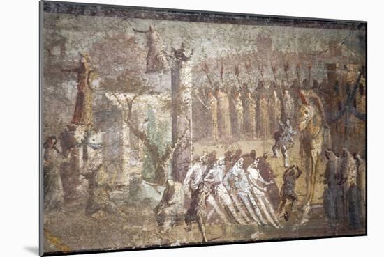 Italy, Naples, Naples Museum, from Villa Ariadne, Stabia, Pompeii, (Region IX 7, 16), Trojan Horse-Samuel Magal-Mounted Photographic Print