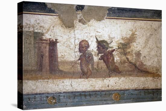 Italy, Naples, Naples Museum, Stabiae, Villa of Arianne, Area E, Frieze with Pygmies-Samuel Magal-Stretched Canvas