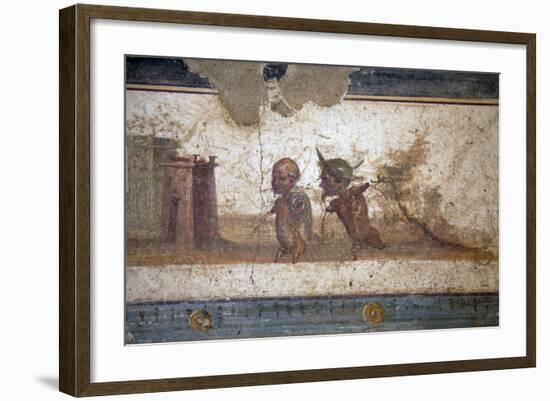 Italy, Naples, Naples Museum, Stabiae, Villa of Arianne, Area E, Frieze with Pygmies-Samuel Magal-Framed Photographic Print